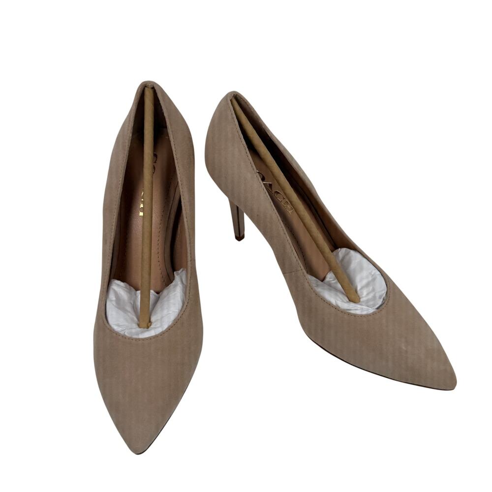 Coach Skyler Suede Pumps Beechwood Nude Stiletto Heel Pointed Toe - Picture 12 of 16